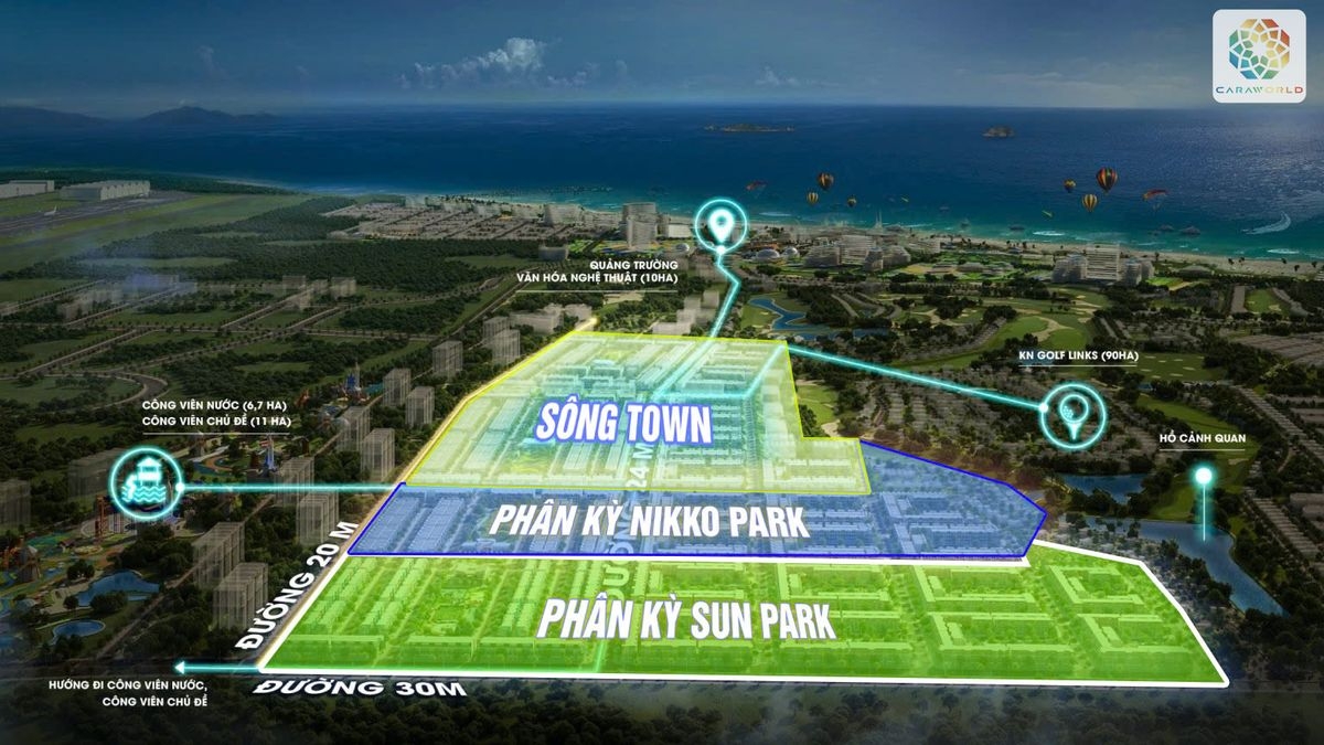 Vị trí chiến lược của phân khu Sông Town Caraworld